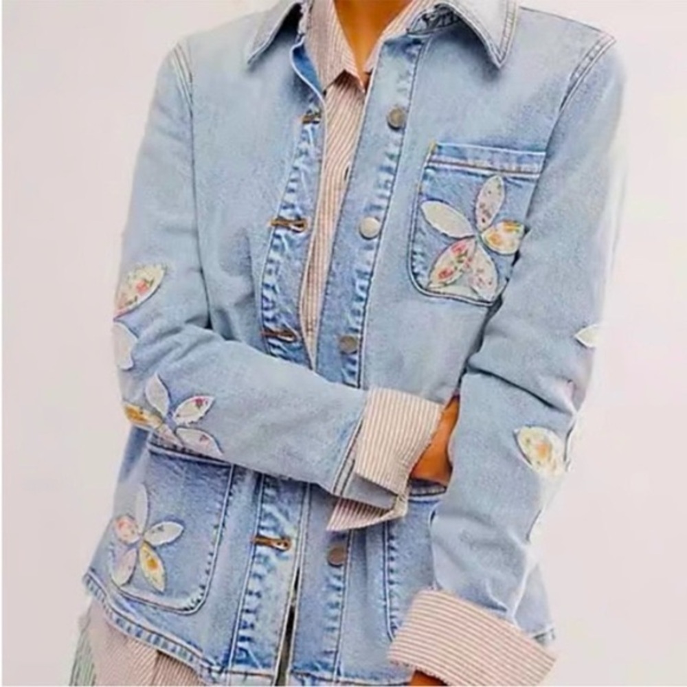 Free People x Driftwood Embroidered Denim Jacket